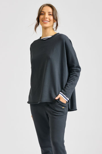 Raw long sleeve sweat - washed black
