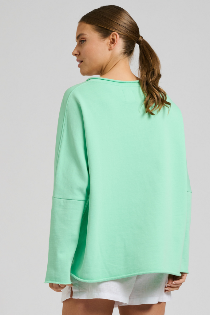 Raw V Neck Sweatshirt - Seafoam
