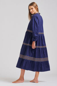 The Sandy Relaxed Tiered Dress - Navy