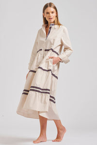 The Sandy Relaxed Tiered Dress - Stone