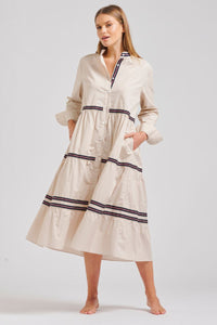 The Sandy Relaxed Tiered Dress - Stone
