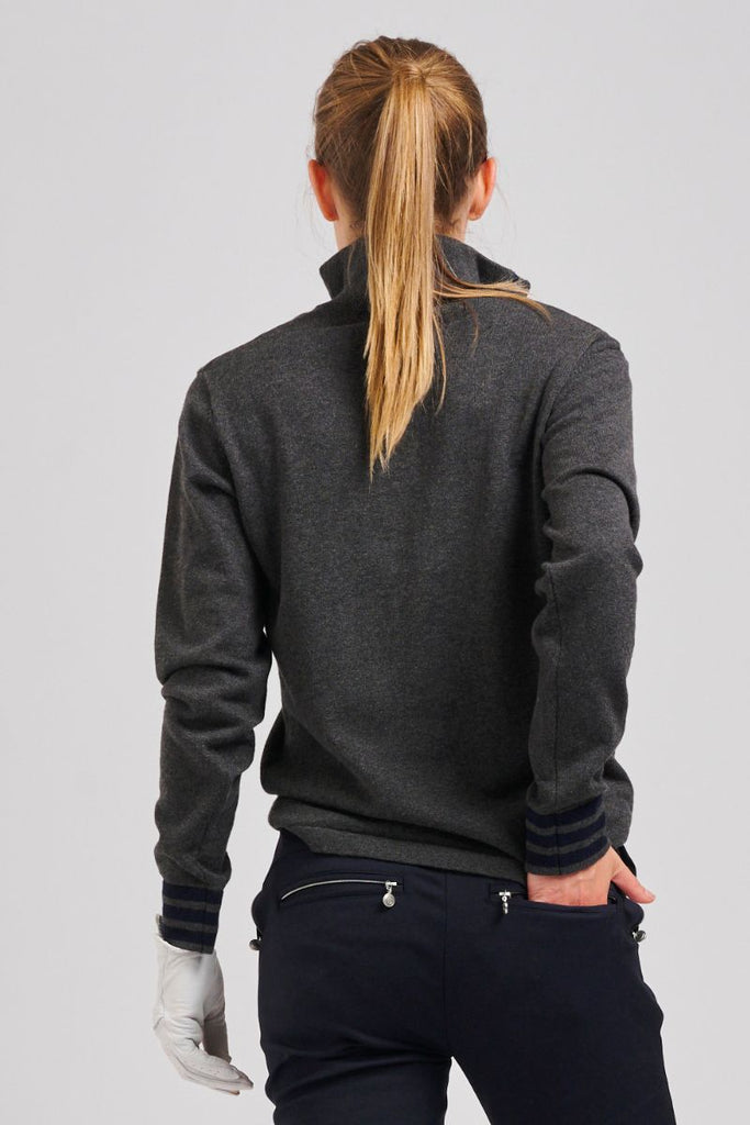 The Sawgrass Cashmere Cotton Sweater - Charcoal / Navy