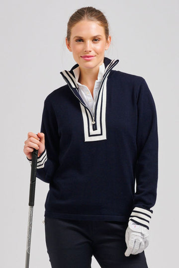 The Sawgrass Cashmere Cotton Sweater - Navy / White
