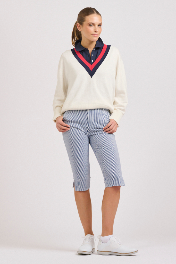 The Oakmont Short - French Navy Stripe