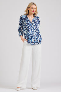 Shirty Style The Celia Classic Shirt - Blue Leopard