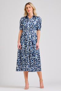 Shirty Style The Gabby Long Dress - Blue Leopard