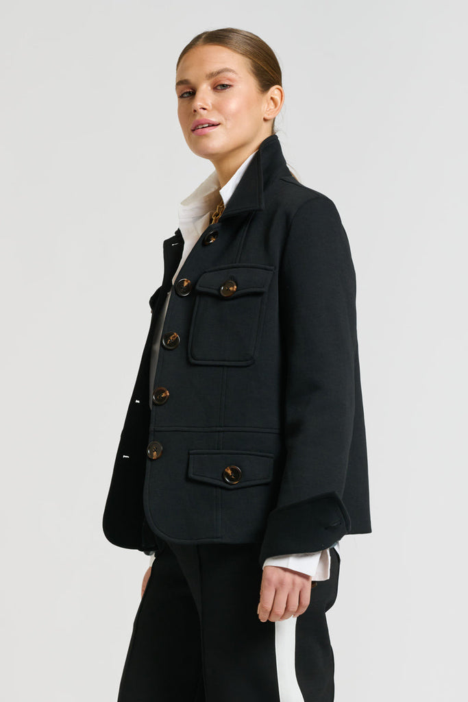 Shirty Hemming Scuba Jacket - Black