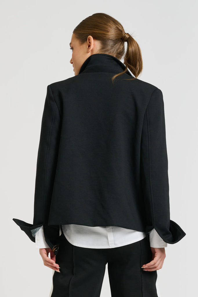 Shirty Hemming Scuba Jacket - Black