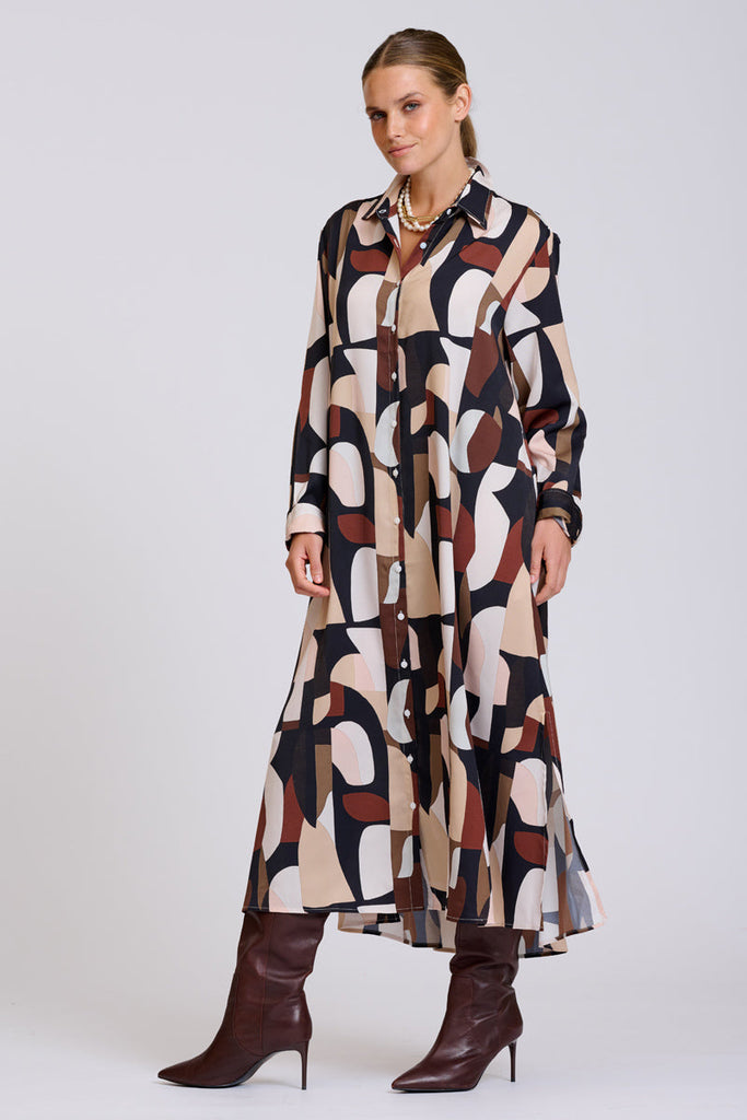 Shirty Luxe Luna Longline Dress - Abstract Chocolate