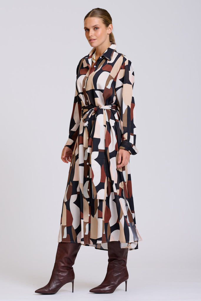 Shirty Luxe Luna Longline Dress - Abstract Chocolate