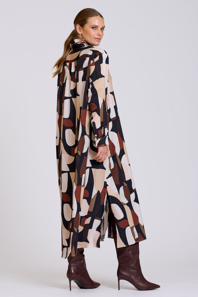 Shirty Luxe Luna Longline Dress - Abstract Chocolate