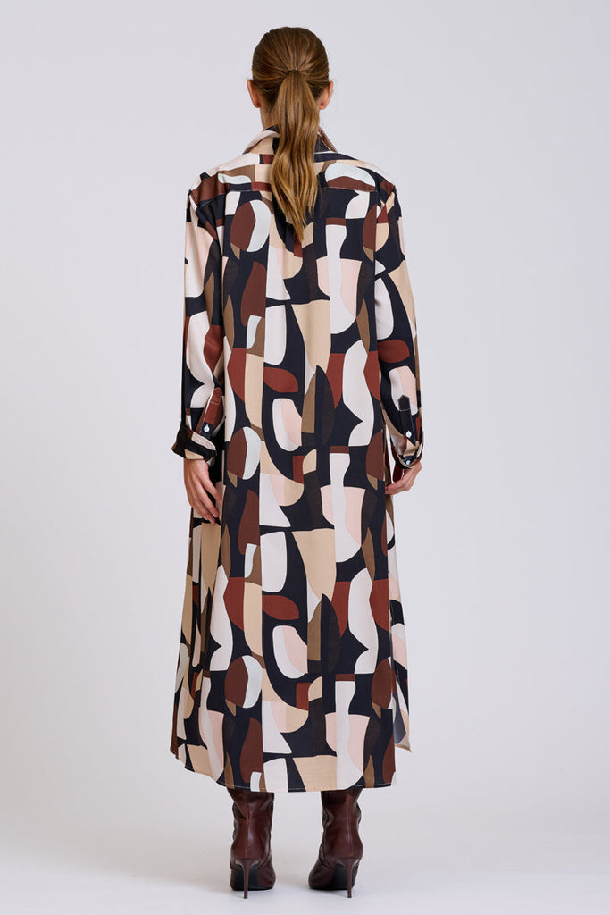 Shirty Luxe Luna Longline Dress - Abstract Chocolate