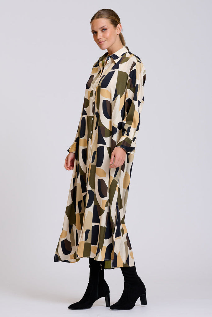 Shirty Luxe Luna Longline Dress - Abstract Khaki