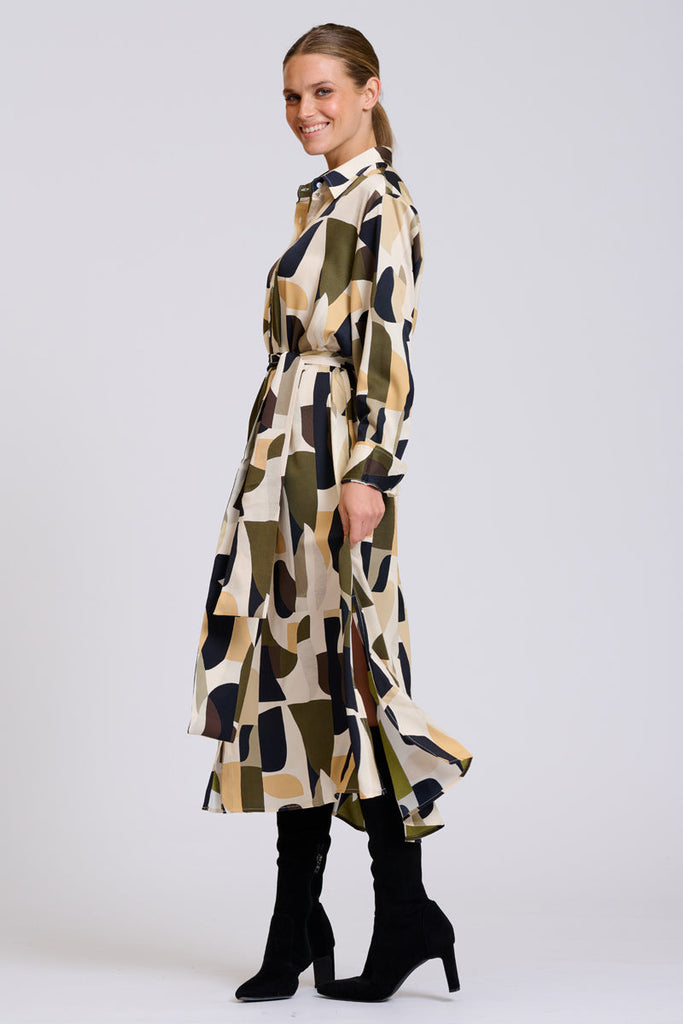 Shirty Luxe Luna Longline Dress - Abstract Khaki