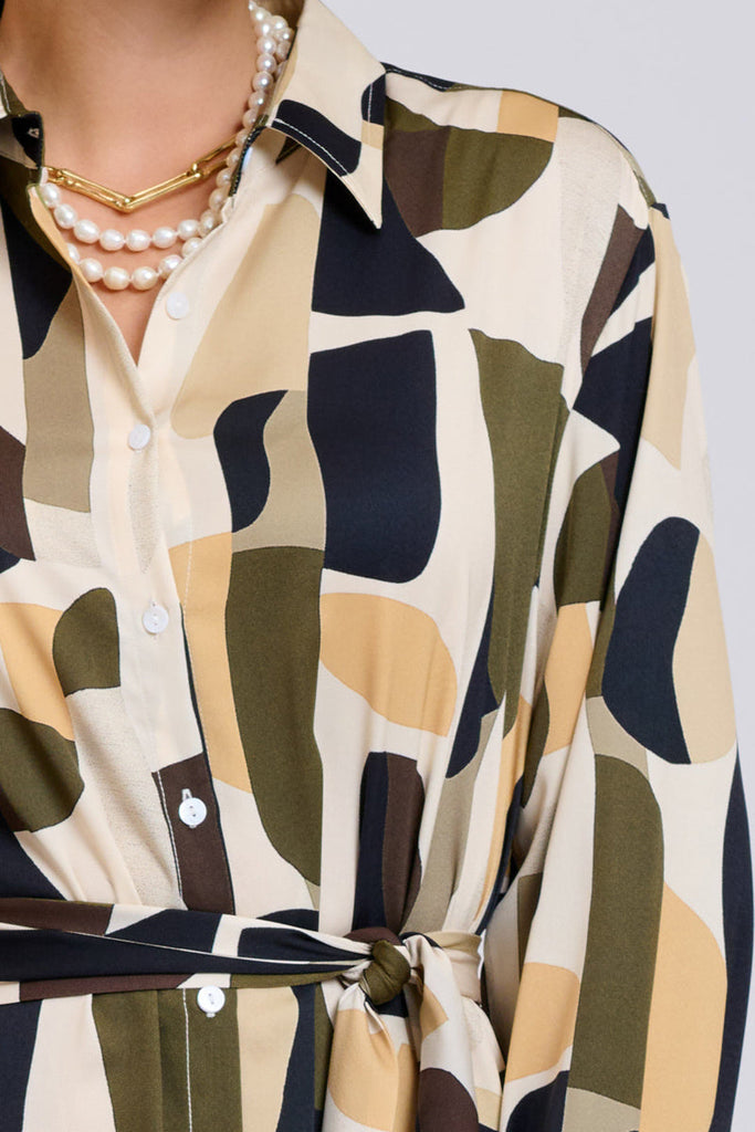 Shirty Luxe Luna Longline Dress - Abstract Khaki