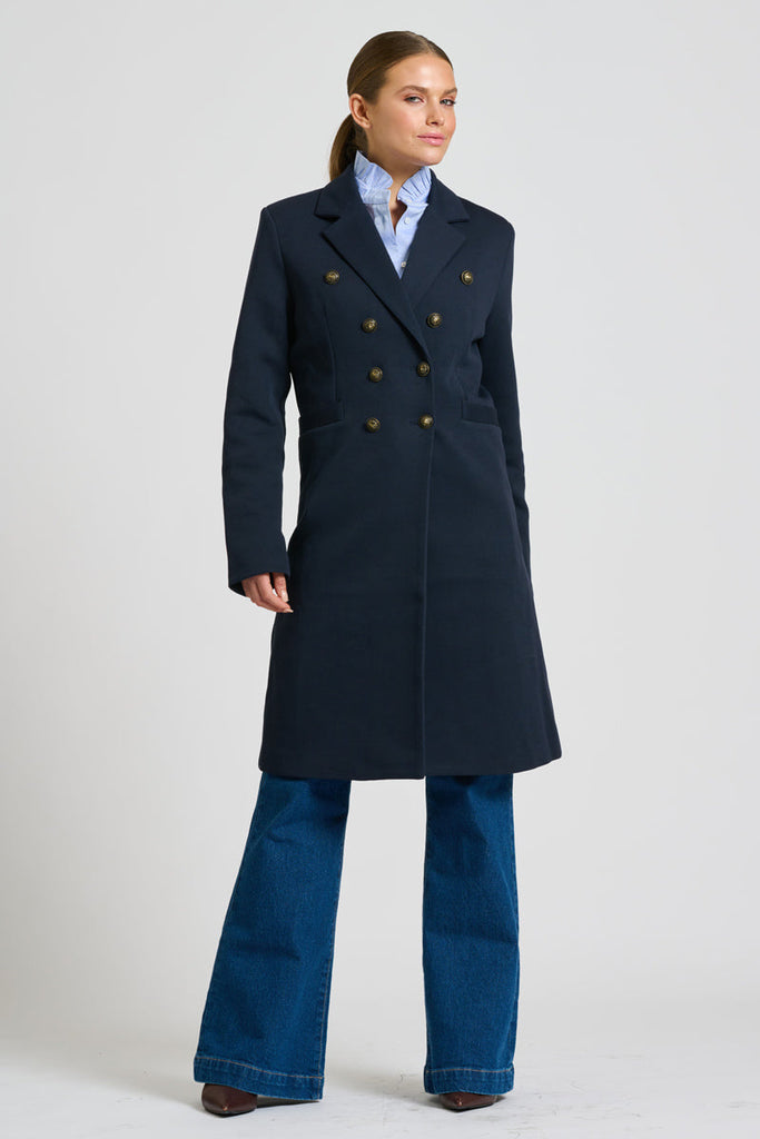 Shirty The Olivia Classic Cut Shirt Flannel Frill - Blue Oxford