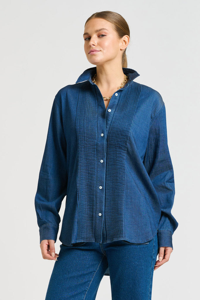 Shirty The Penny Shirt Pintuck - Denim