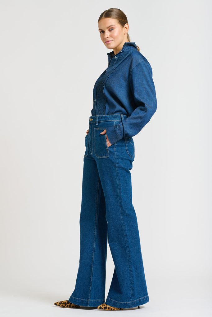 Shirty The Penny Shirt Pintuck - Denim