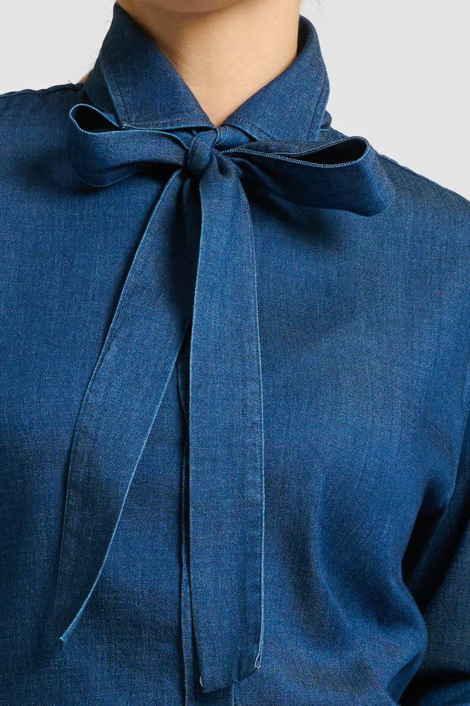 Shirty The Pussy Bow Shirt - Denim