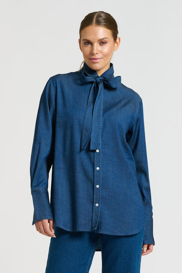 Shirty The Pussy Bow Shirt - Denim