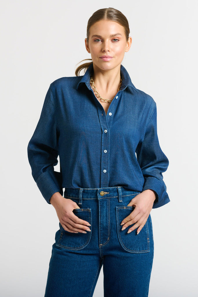 Shirty The Pussy Bow Shirt - Denim