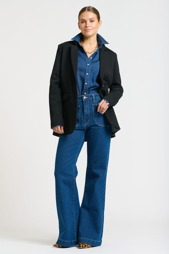 Shirty The Pussy Bow Shirt - Denim