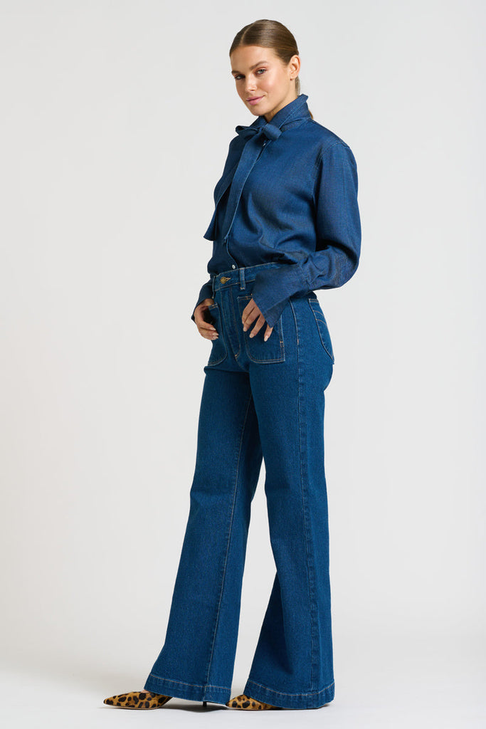 Shirty The Pussy Bow Shirt - Denim