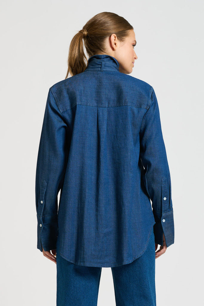 Shirty The Pussy Bow Shirt - Denim