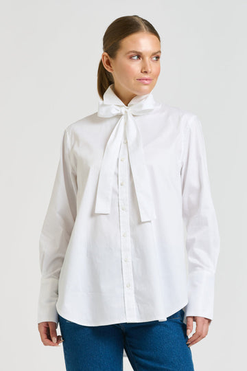 Shirty The Pussy Bow Shirt - Oxford White