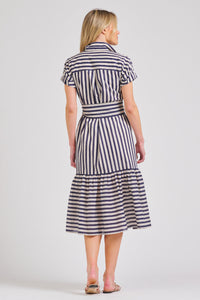 Shirty Style The Emma Dress - Navy & Stone Stripe