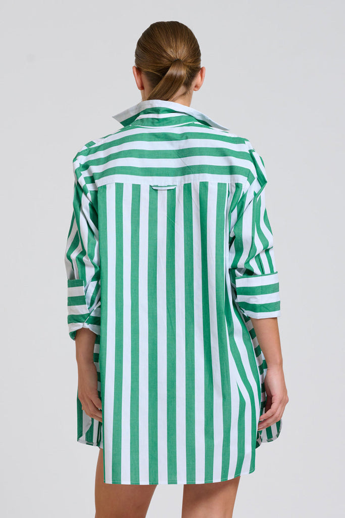 The Shirty The Andrea Shirt - Green Wide Stripe