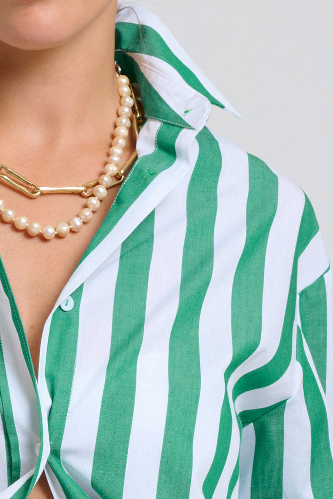The Shirty The Andrea Shirt - Green Wide Stripe