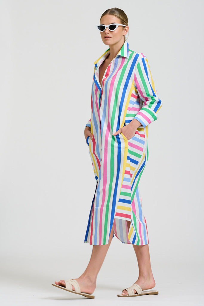 Shirty The Andrea Shirtdress - Fiesta Stripe