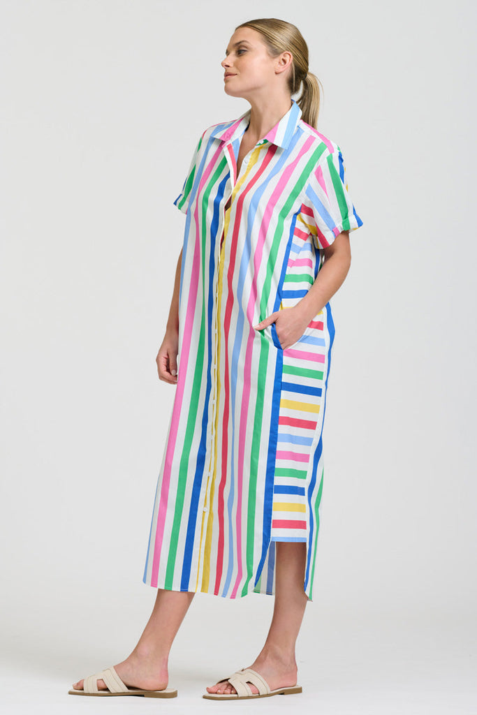 Shirty The Ashley Shirtdress - Fiesta Stripe