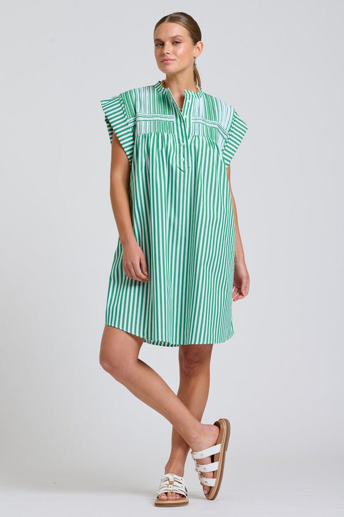 Shirty The Bella Dress - Green Stripe