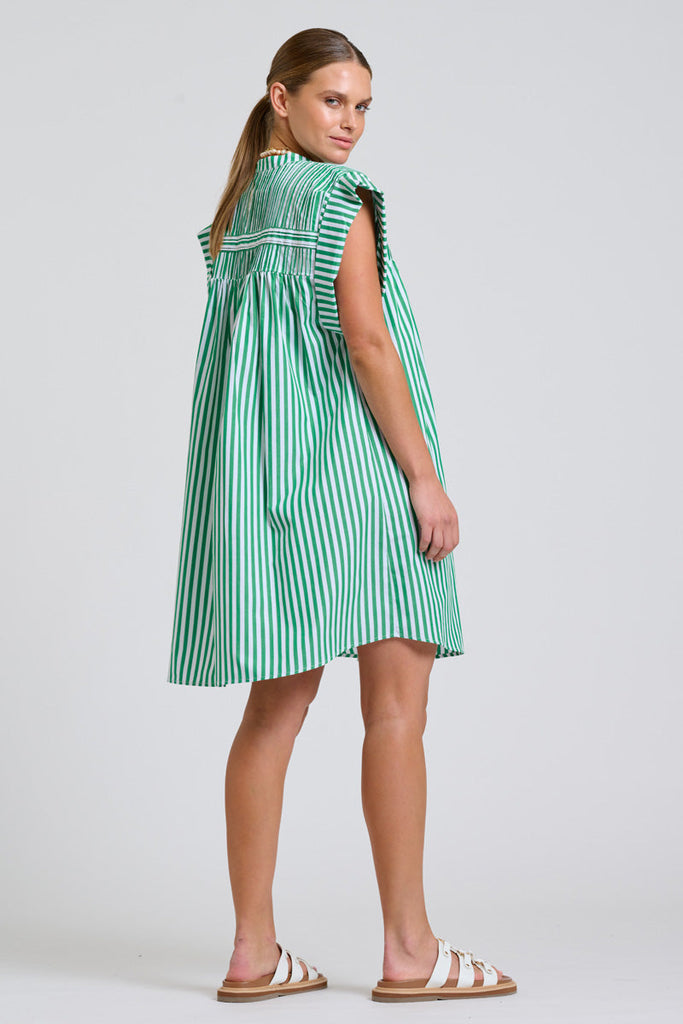 Shirty The Bella Dress - Green Stripe