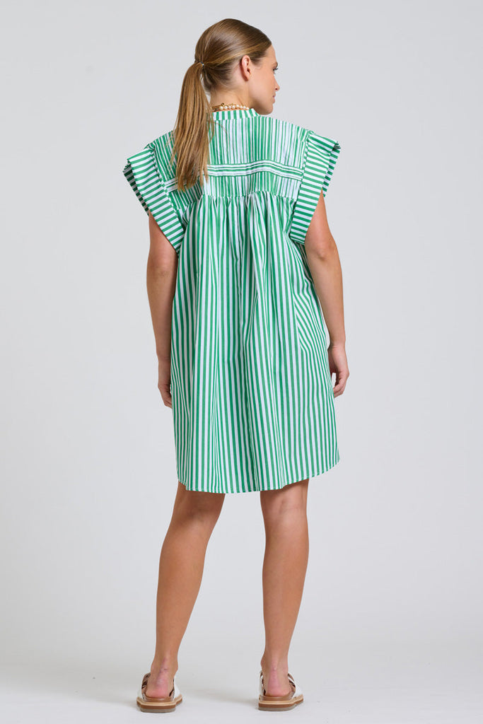 Shirty The Bella Dress - Green Stripe