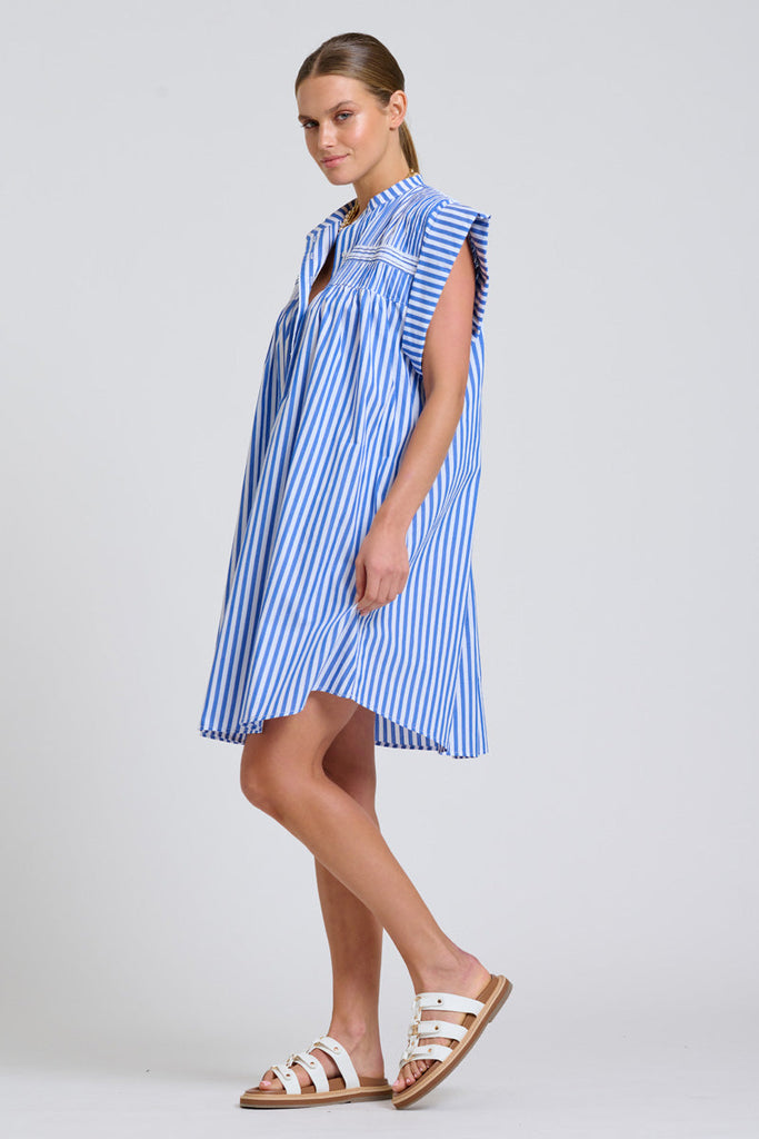 Shirty The Bella Dress - Mid Blue Stripe
