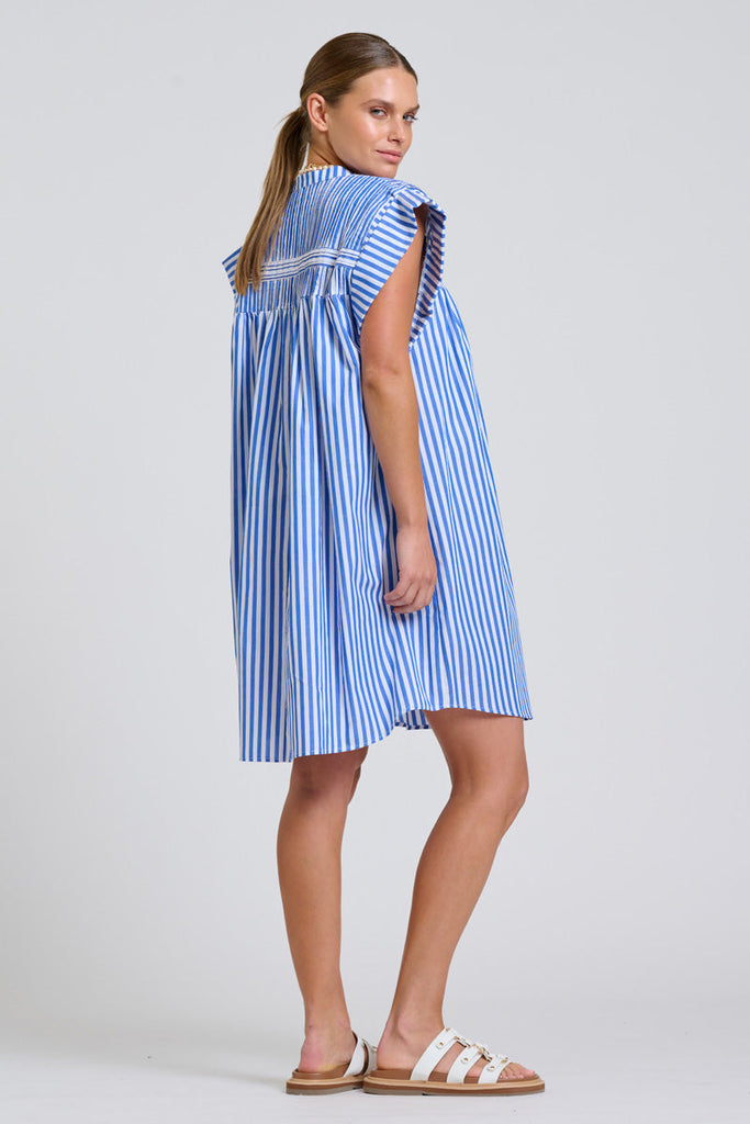 Shirty The Bella Dress - Mid Blue Stripe