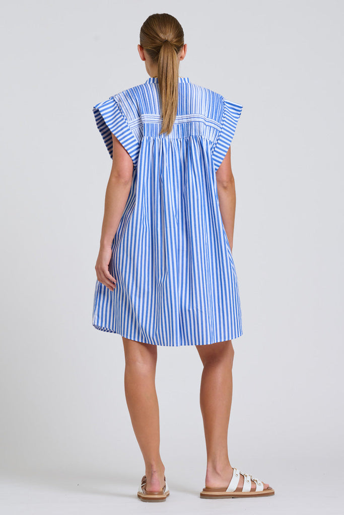 Shirty The Bella Dress - Mid Blue Stripe