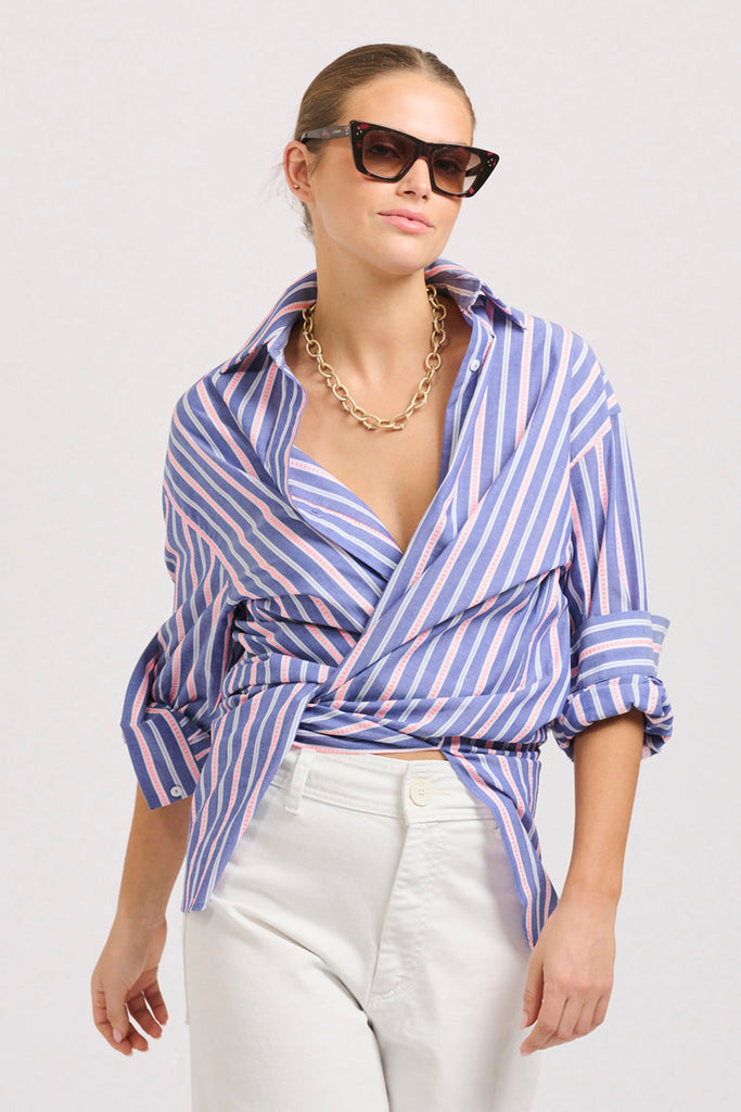The Boyfriend Oversized Shirt - Denim Pink Stripe