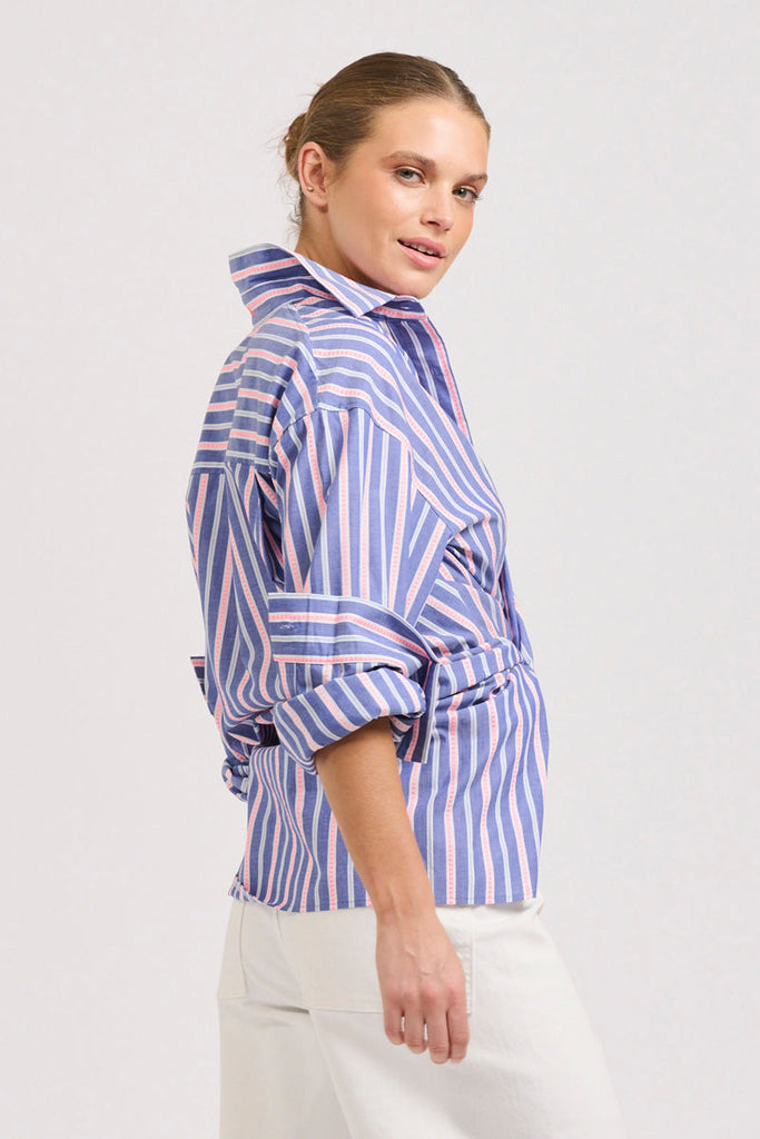 The Boyfriend Oversized Shirt - Denim Pink Stripe