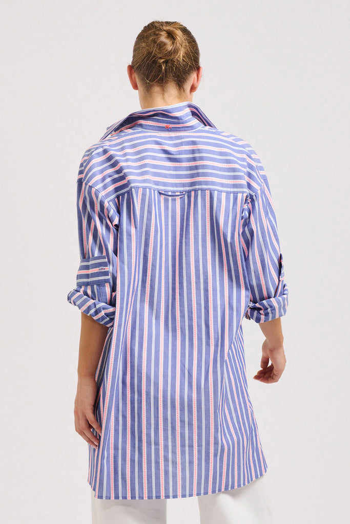 The Boyfriend Oversized Shirt - Denim Pink Stripe