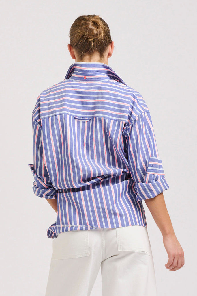 The Boyfriend Oversized Shirt - Denim Pink Stripe