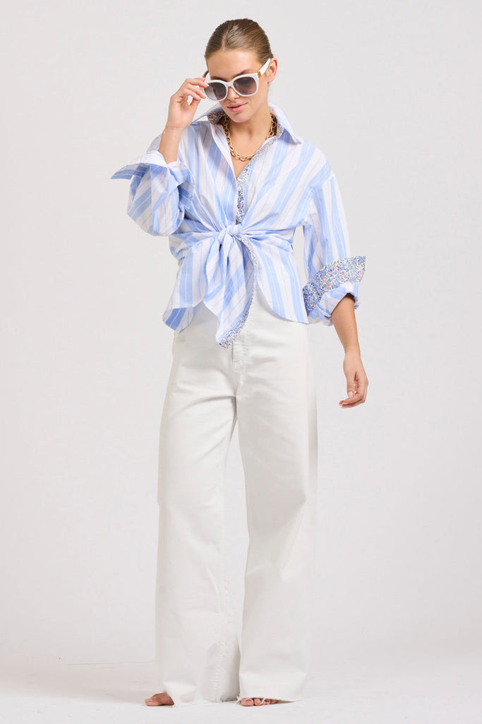 The Boyfriend Oversized Shirt - Floral Blue Combo