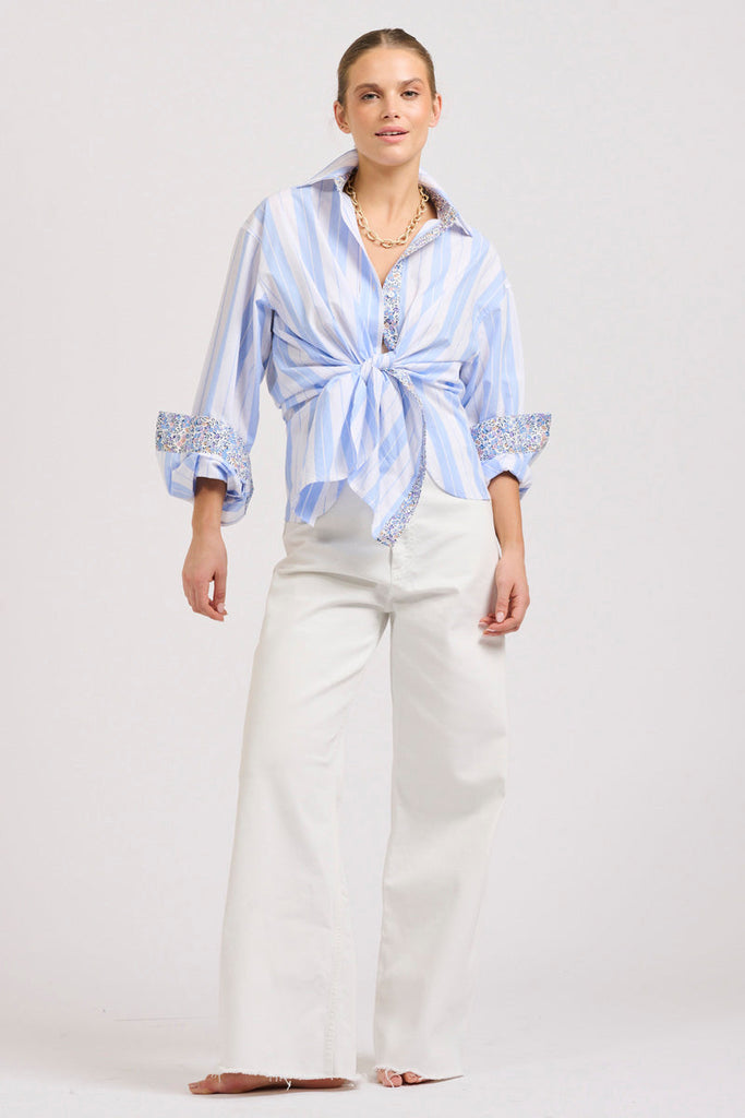The Boyfriend Oversized Shirt - Floral Blue Combo