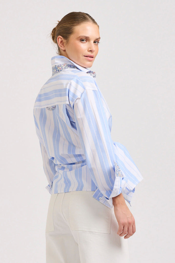 The Boyfriend Oversized Shirt - Floral Blue Combo