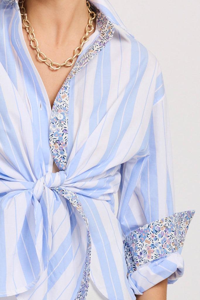 The Boyfriend Oversized Shirt - Floral Blue Combo