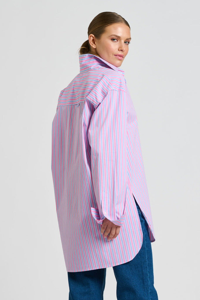 Shirty The Boyfriend Shirt - Pink & Blue Stripe