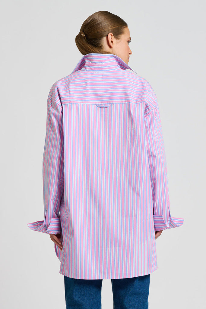 Shirty The Boyfriend Shirt - Pink & Blue Stripe